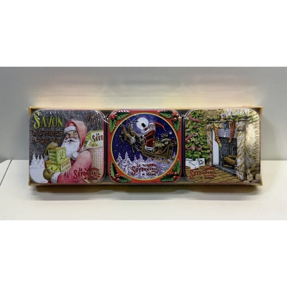 LA SAVONNERIE DE NYONS HOLIDAY SOAP (3 TINS) 3.5 OZ MADE IN‎ FRANCE